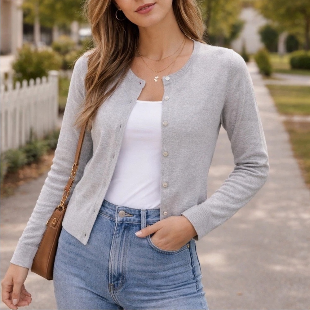 Talbots Pima Cotton Lightweight Button Front Card… - image 1